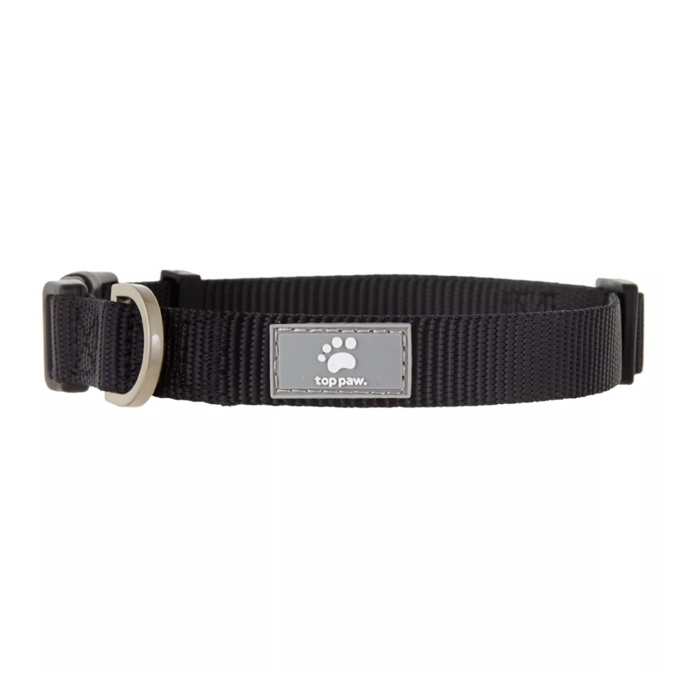 Top Paw Signature Dog Collar in Black: Size Small (10”-16”)